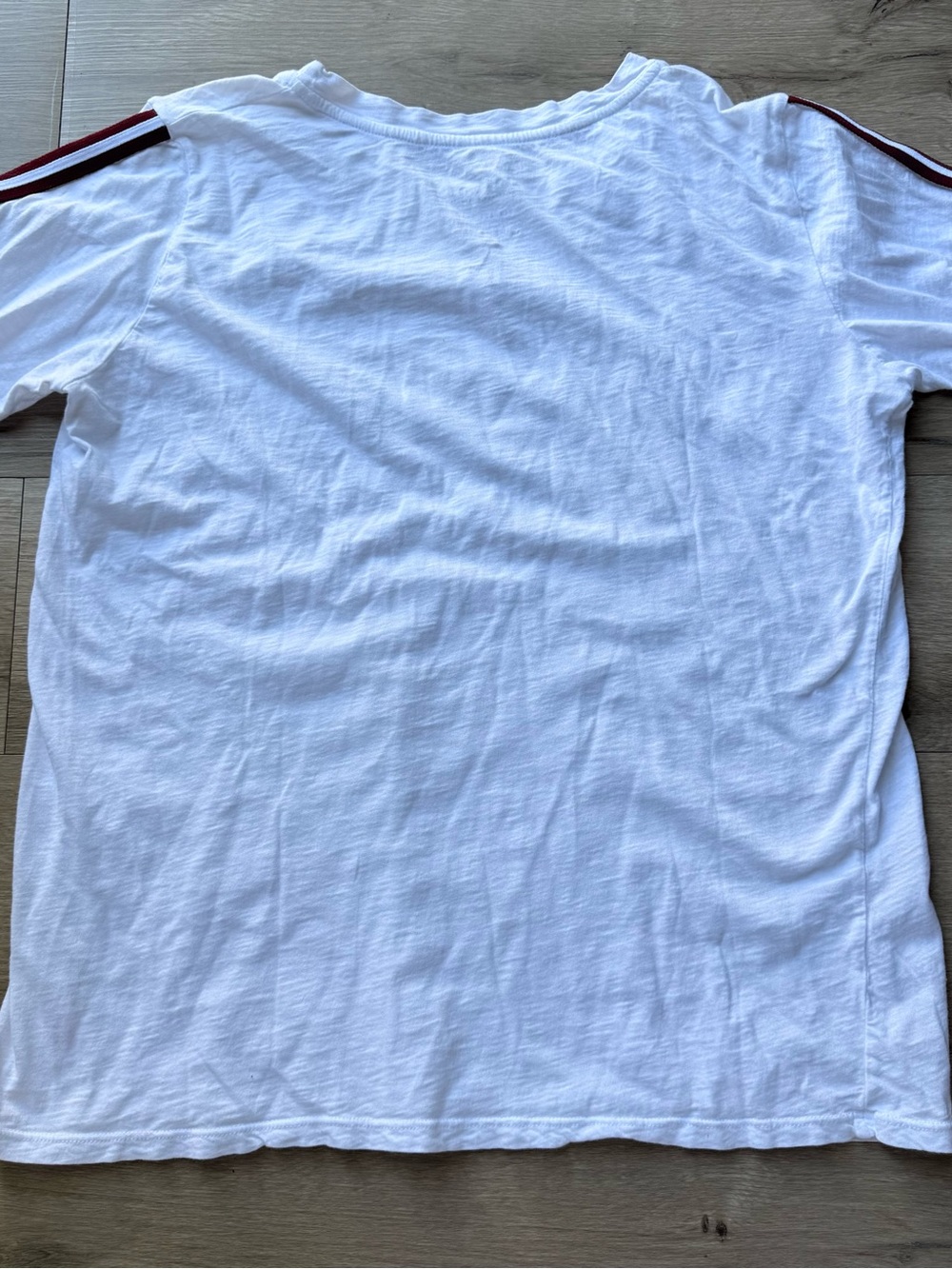 Velvet by Graham & Spencer Vintage Slub Long Sleeve Tee White Burgundy Stripe - Picture 6 of 8